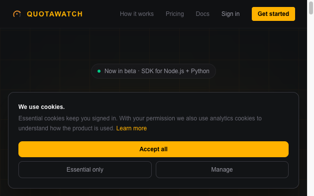 QuotaWatch API rate limit monitoring dashboard